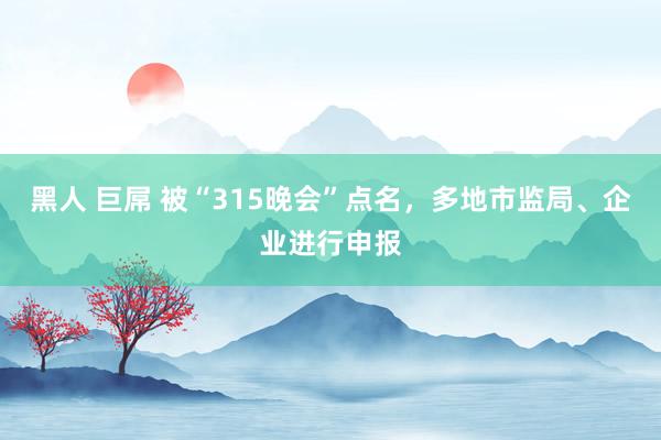 黑人 巨屌 被“315晚会”点名，多地市监局、企业进行申报