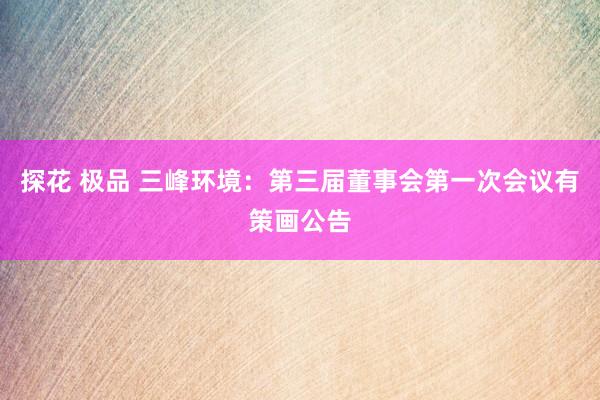 探花 极品 三峰环境：第三届董事会第一次会议有策画公告