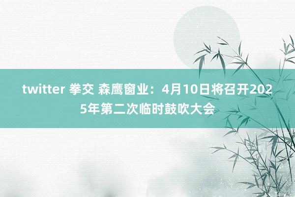 twitter 拳交 森鹰窗业：4月10日将召开2025年第二次临时鼓吹大会