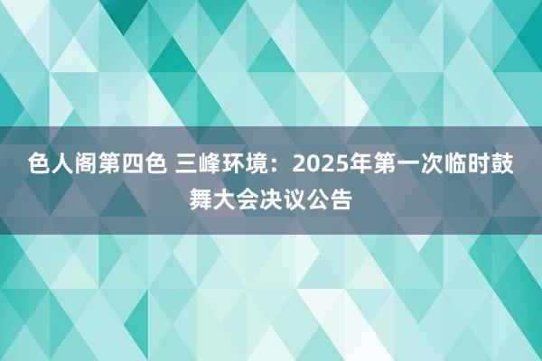 色人阁第四色 三峰环境：2025年第一次临时鼓舞大会决议公告