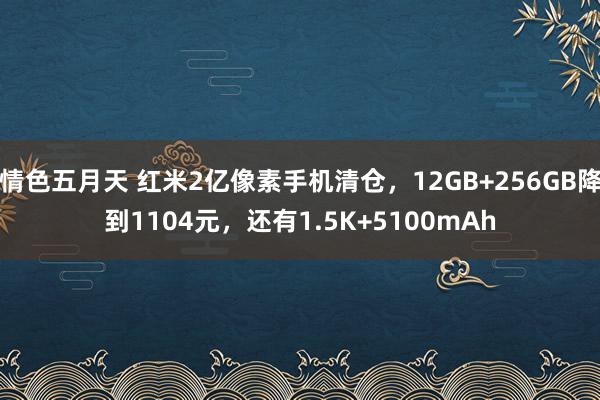 情色五月天 红米2亿像素手机清仓，12GB+256GB降到1104元，还有1.5K+5100mAh