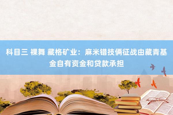 科目三 裸舞 藏格矿业：麻米错技俩征战由藏青基金自有资金和贷款承担