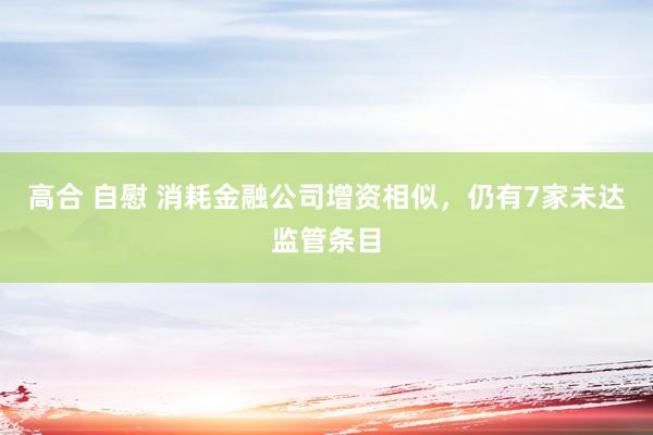 高合 自慰 消耗金融公司增资相似，仍有7家未达监管条目