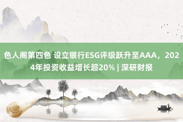色人阁第四色 设立银行ESG评级跃升至AAA，2024年投资收益增长超20% | 深研财报