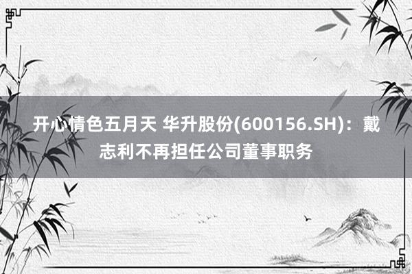 开心情色五月天 华升股份(600156.SH)：戴志利不再担任公司董事职务