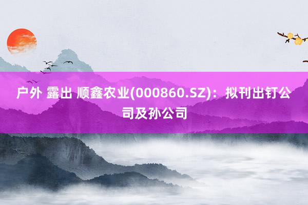 户外 露出 顺鑫农业(000860.SZ)：拟刊出钉公司及孙公司