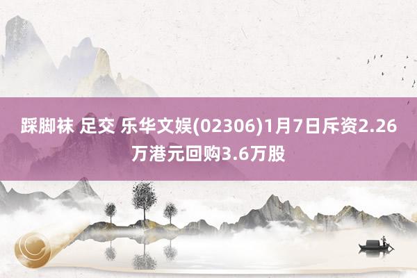 踩脚袜 足交 乐华文娱(02306)1月7日斥资2.26万港元回购3.6万股