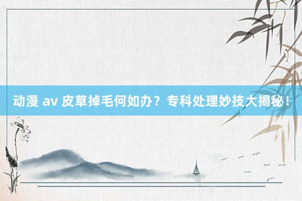 动漫 av 皮草掉毛何如办？专科处理妙技大揭秘！