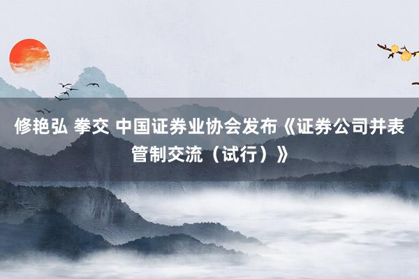修艳弘 拳交 中国证券业协会发布《证券公司并表管制交流（试行）》