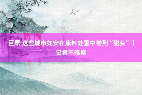 巨屌 这些城市如安在废料处置中尝到“甜头”｜记者不雅察