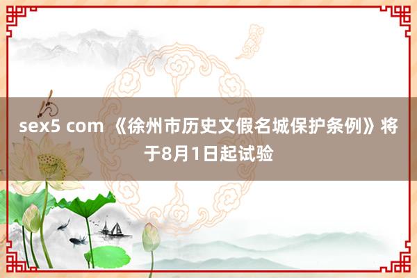 sex5 com 《徐州市历史文假名城保护条例》将于8月1日起试验