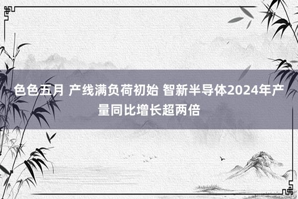 色色五月 产线满负荷初始 智新半导体2024年产量同比增长超两倍