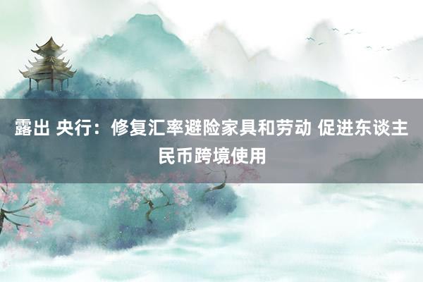 露出 央行：修复汇率避险家具和劳动 促进东谈主民币跨境使用