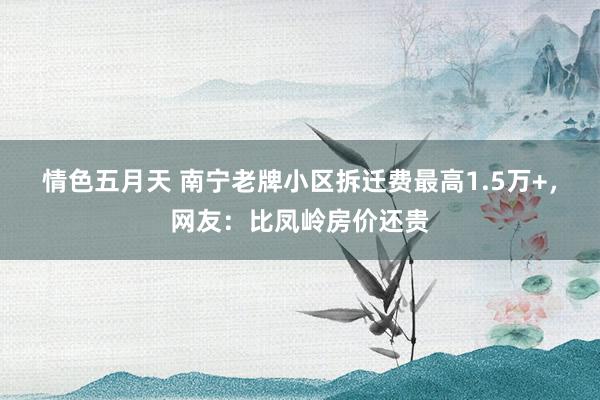 情色五月天 南宁老牌小区拆迁费最高1.5万+，网友：比凤岭房价还贵